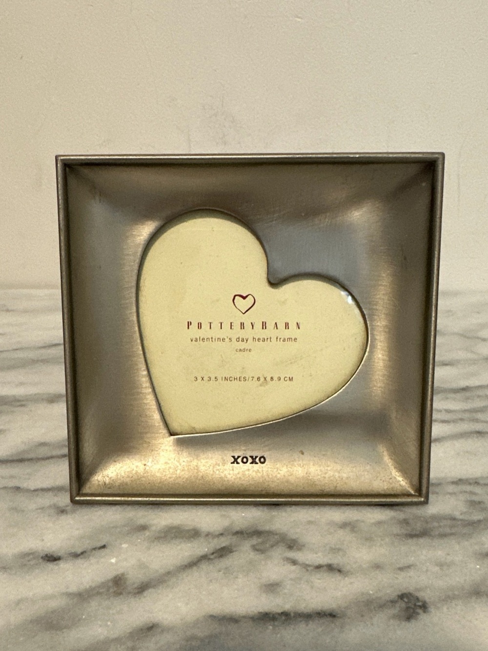Pottery Barn Valentine's Day Heart Frame XOXO Silver & Cream